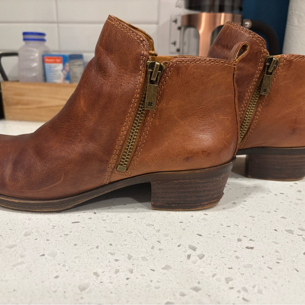 Lucky Brand Tan Leather Ankle Booties , Size 7M (EU 37.5) - Picture 6 of 11